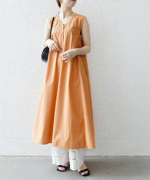 SHIPS for women/シップスウィメン SHIPS any:〈洗濯機可能〉ポプリン Vネック Aライン ノースリーブ ワンピース オレンジ ONE SIZE SHIPS for women/シップスウィメン SHIPS any:〈洗濯機可能〉ポプリン Vネック Aライン ノースリーブ ワンピース オレンジ ONE SIZE