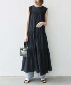 SHIPS / シップス ロング・マキシ丈ワンピース | SHIPS any:〈洗濯機可能〉楊柳 ティアード フレア ワンピース