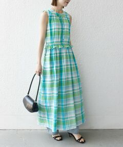 SHIPS / シップス ロング・マキシ丈ワンピース | SHIPS any:〈洗濯機可能〉マドラス チェック ノースリーブ ワンピース