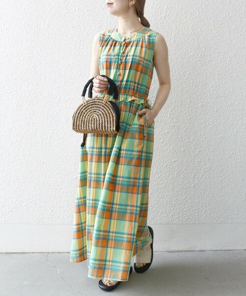 SHIPS / シップス ロング・マキシ丈ワンピース | SHIPS any:〈洗濯機可能〉マドラス チェック ノースリーブ ワンピース | 詳細2