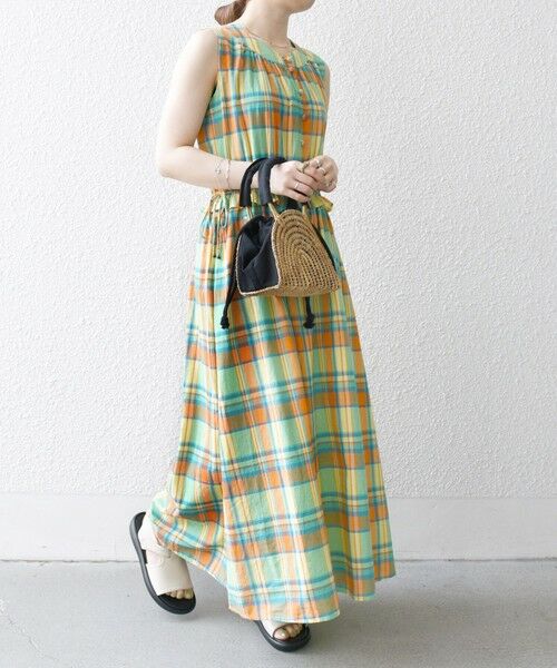 SHIPS / シップス ロング・マキシ丈ワンピース | SHIPS any:〈洗濯機可能〉マドラス チェック ノースリーブ ワンピース | 詳細5