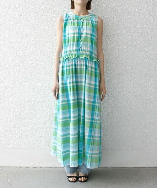 SHIPS / シップス ロング・マキシ丈ワンピース | SHIPS any:〈洗濯機可能〉マドラス チェック ノースリーブ ワンピース | 詳細22