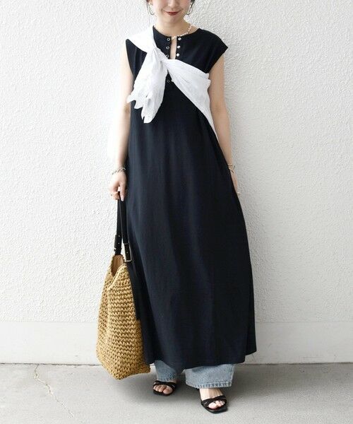 SHIPS / シップス ロング・マキシ丈ワンピース | SHIPS any:〈洗濯機可能〉USAコットン ヘンリーネック Aライン ワンピース | 詳細14