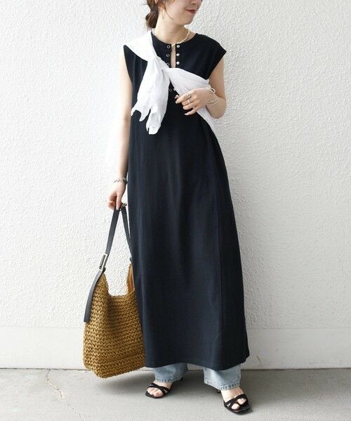 SHIPS / シップス ロング・マキシ丈ワンピース | SHIPS any:〈洗濯機可能〉USAコットン ヘンリーネック Aライン ワンピース | 詳細15