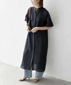 SHIPS / シップス ロング・マキシ丈ワンピース | SHIPS any:〈洗濯機可能〉ピンタック ジャカード シャツ ワンピース