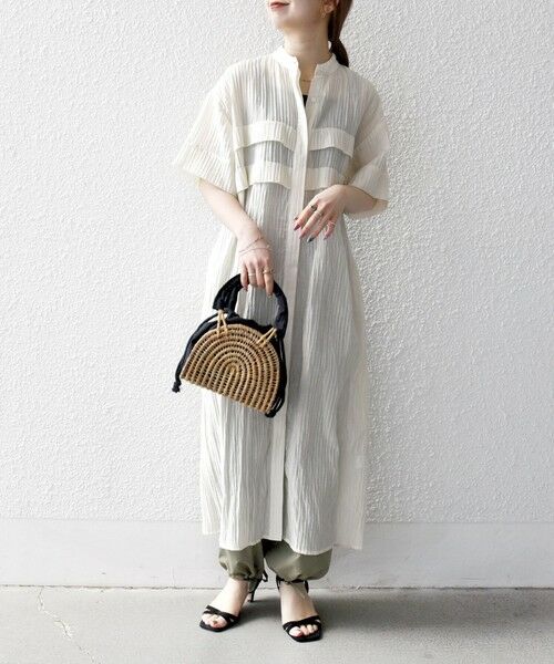 SHIPS / シップス ロング・マキシ丈ワンピース | SHIPS any:〈洗濯機可能〉ピンタック ジャカード シャツ ワンピース | 詳細1