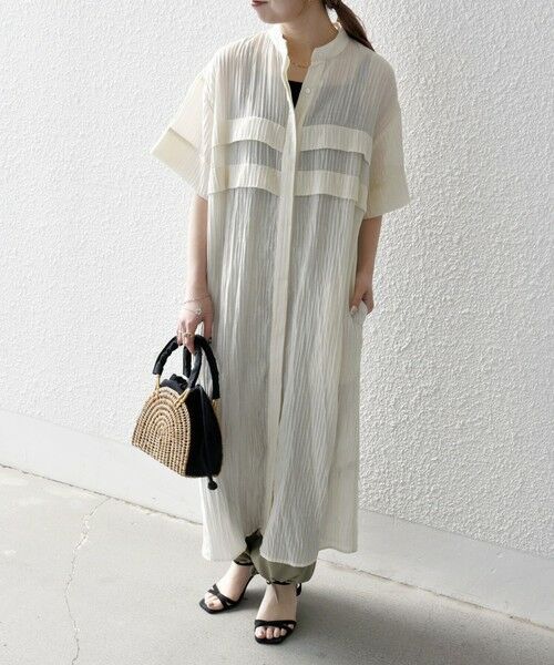 SHIPS / シップス ロング・マキシ丈ワンピース | SHIPS any:〈洗濯機可能〉ピンタック ジャカード シャツ ワンピース | 詳細2