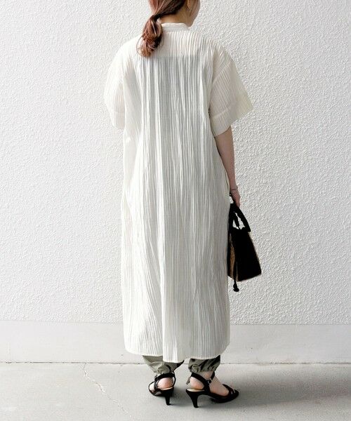 SHIPS / シップス ロング・マキシ丈ワンピース | SHIPS any:〈洗濯機可能〉ピンタック ジャカード シャツ ワンピース | 詳細5