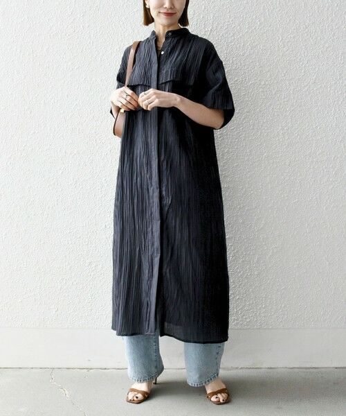SHIPS / シップス ロング・マキシ丈ワンピース | SHIPS any:〈洗濯機可能〉ピンタック ジャカード シャツ ワンピース | 詳細15