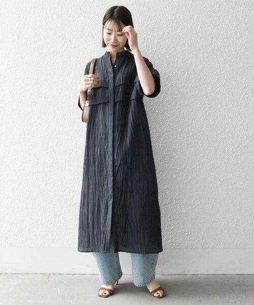 SHIPS / シップス ロング・マキシ丈ワンピース | SHIPS any:〈洗濯機可能〉ピンタック ジャカード シャツ ワンピース | 詳細9