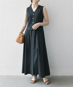 SHIPS / シップス ロング・マキシ丈ワンピース | SHIPS any:〈洗濯機可能〉タイプライター ジレ レイヤードデザイン ワンピース