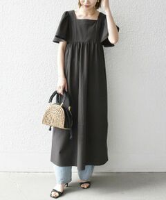 SHIPS / シップス ロング・マキシ丈ワンピース | SHIPS any:〈洗濯機可能〉ミニサッカー スクエアネック フレア ワンピース