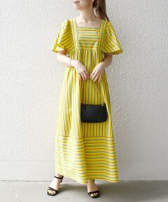 SHIPS / シップス ロング・マキシ丈ワンピース | SHIPS any:〈洗濯機可能〉ミニサッカー スクエアネック フレア ワンピース