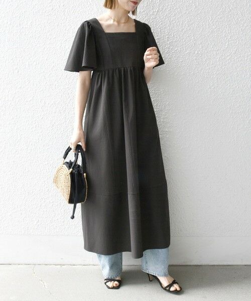 SHIPS / シップス ロング・マキシ丈ワンピース | SHIPS any:〈洗濯機可能〉ミニサッカー スクエアネック フレア ワンピース | 詳細12