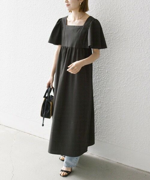 SHIPS / シップス ロング・マキシ丈ワンピース | SHIPS any:〈洗濯機可能〉ミニサッカー スクエアネック フレア ワンピース | 詳細2