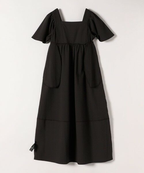 Spick & Span／シアサッカーフレアワンピース／38サイズ／ブラック Spick & Span／シアサッカーフレアワンピース／38サイズ