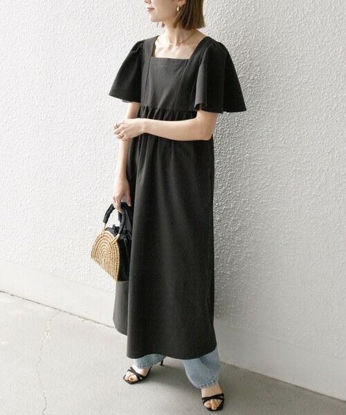 SHIPS / シップス ロング・マキシ丈ワンピース | SHIPS any:〈洗濯機可能〉ミニサッカー スクエアネック フレア ワンピース | 詳細3