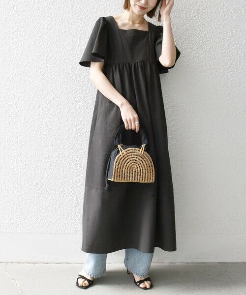 SHIPS / シップス ロング・マキシ丈ワンピース | SHIPS any:〈洗濯機可能〉ミニサッカー スクエアネック フレア ワンピース | 詳細6