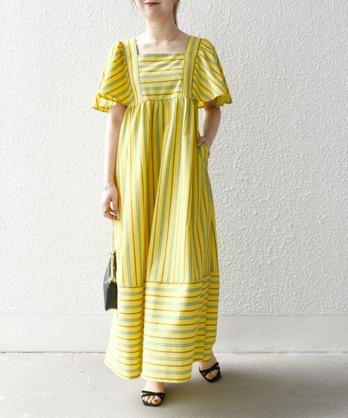 SHIPS / シップス ロング・マキシ丈ワンピース | SHIPS any:〈洗濯機可能〉ミニサッカー スクエアネック フレア ワンピース | 詳細25