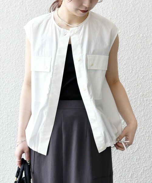 SHIPS / シップス シャツ・ブラウス | SHIPS any:〈洗濯機可能〉ポプリン フレンチスリーブ ポケット ドロスト シャツ | 詳細12