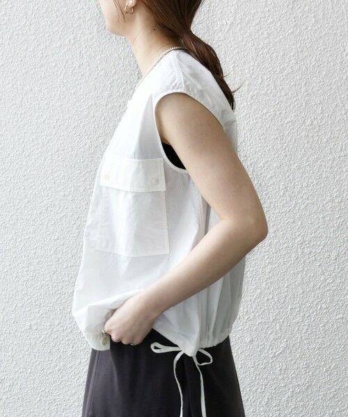 SHIPS for women / シップスウィメン SHIPS any:〈洗濯機可能〉ポプリン フレンチスリーブ ポケット ドロスト シャツ SHIPS any:〈洗濯機可能〉ポプリン フレンチスリーブ ポケット