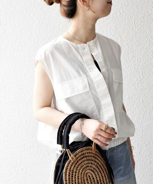 SHIPS / シップス シャツ・ブラウス | SHIPS any:〈洗濯機可能〉ポプリン フレンチスリーブ ポケット ドロスト シャツ | 詳細6