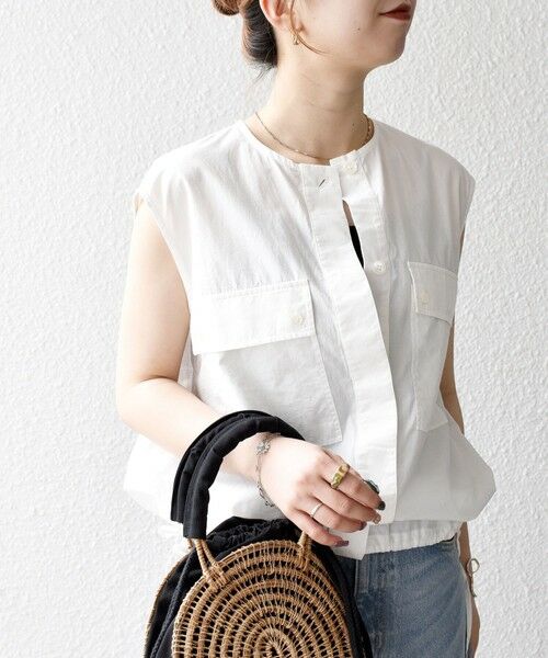 SHIPS / シップス シャツ・ブラウス | SHIPS any:〈洗濯機可能〉ポプリン フレンチスリーブ ポケット ドロスト シャツ | 詳細7