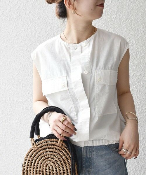 SHIPS / シップス シャツ・ブラウス | SHIPS any:〈洗濯機可能〉ポプリン フレンチスリーブ ポケット ドロスト シャツ | 詳細8