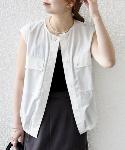 SHIPS for women/シップスウィメン SHIPS any:〈洗濯機可能〉ポプリン ノースリーブ シャツ ジレ ブルゾン ホワイト ONE SIZE SHIPS for women/シップスウィメン SHIPS any:〈洗濯機可能〉ポプリン ノースリーブ シャツ ジレ ブルゾン ホワイト ONE SIZE