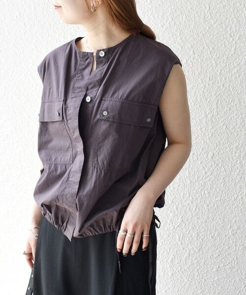 SHIPS / シップス シャツ・ブラウス | SHIPS any:〈洗濯機可能〉ポプリン フレンチスリーブ ポケット ドロスト シャツ | 詳細24