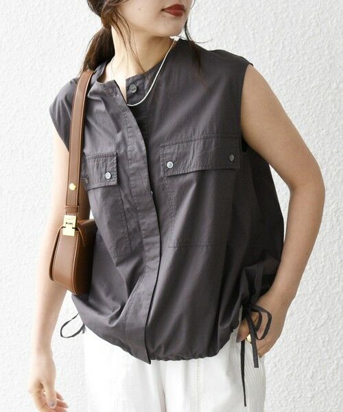 SHIPS for women/シップスウィメン SHIPS any:〈洗濯機可能〉ポプリン ノースリーブ シャツ ジレ ブルゾン ブラウン ONE SIZE SHIPS for women/シップスウィメン SHIPS any:〈洗濯機可能〉ポプリン ノースリーブ シャツ ジレ ブルゾン ブラウン ONE SIZE