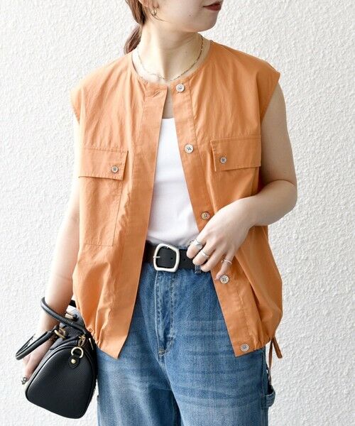 SHIPS for women/シップスウィメン SHIPS any:〈洗濯機可能〉ポプリン ノースリーブ シャツ ジレ ブルゾン オレンジ ONE SIZE SHIPS for women/シップスウィメン SHIPS any:〈洗濯機可能〉ポプリン ノースリーブ シャツ ジレ ブルゾン オレンジ ONE SIZE