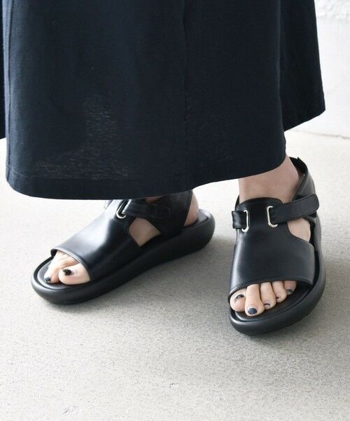 SHIPS for women/シップスウィメン 《予約》【SHIPS any別注】eblouna: ベルクロ アッパー カバー サンダル ブラック 37 SHIPS for women/シップスウィメン 《予約》【SHIPS any別注】eblouna: ベルクロ アッパー カバー サンダル ブラック 37