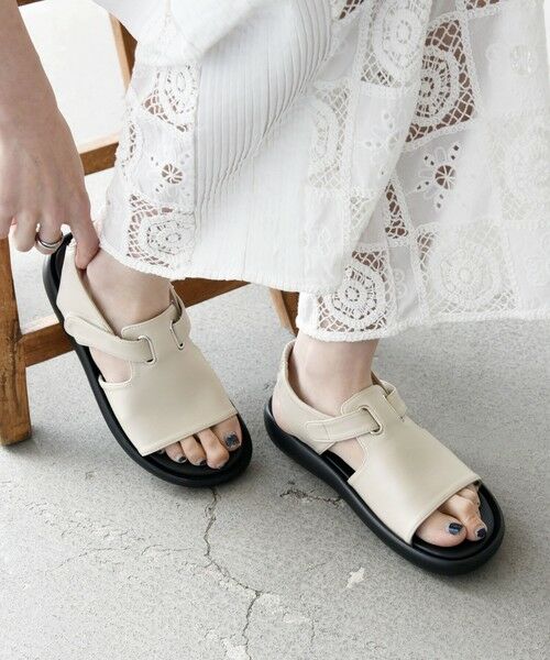 SHIPS for women/シップスウィメン 《予約》【SHIPS any別注】eblouna: ベルクロ アッパー カバー サンダル ベージュ 38 SHIPS for women/シップスウィメン 《予約》【SHIPS any別注】eblouna: ベルクロ アッパー カバー サンダル ベージュ 38