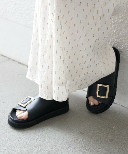 SHIPS for women/シップスウィメン SHIPS any: バックル ベルト プラットフォーム サンダル ブラック 38 SHIPS for women/シップスウィメン SHIPS any: バックル ベルト プラットフォーム サンダル ブラック 38