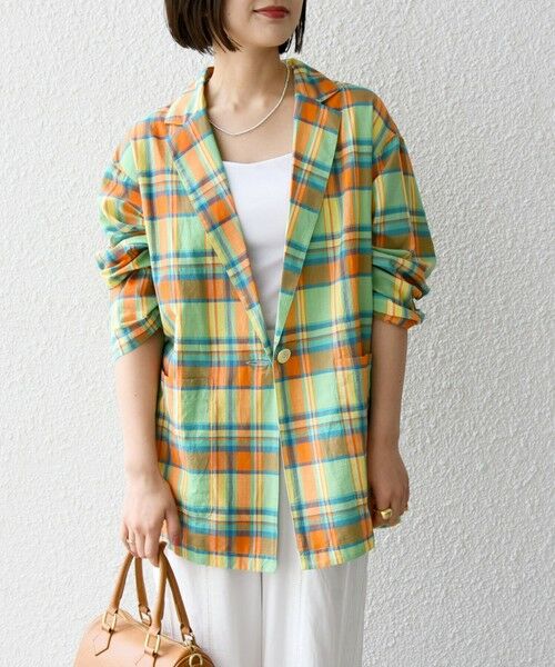 SHIPS for women/シップスウィメン 《予約》SHIPS any:〈洗濯機可能〉マドラス チェック テーラード シャツ ジャケット オレンジ ONE SIZE SHIPS for women/シップスウィメン 《予約》SHIPS any:〈洗濯機可能〉マドラス チェック テーラード シャツ ジャケット オレンジ ONE SIZE