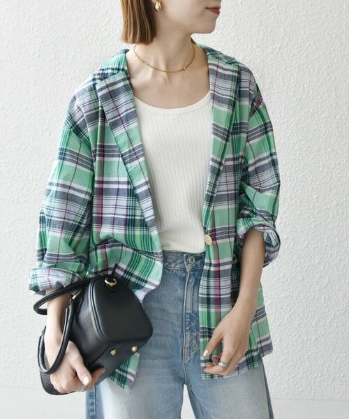 SHIPS for women/シップスウィメン 《予約》SHIPS any:〈洗濯機可能〉マドラス チェック テーラード シャツ ジャケット グリーン ONE SIZE SHIPS for women/シップスウィメン 《予約》SHIPS any:〈洗濯機可能〉マドラス チェック テーラード シャツ ジャケット グリーン ONE SIZE