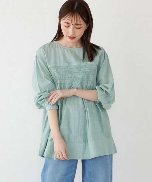SHIPS for women/シップスウィメン SHIPS Colors:〈手洗い可能〉キュプラ コットン シャーリング チュニック ライトグリーン ONE SIZE SHIPS for women/シップスウィメン SHIPS Colors:〈手洗い可能〉キュプラ コットン シャーリング チュニック ライトグリーン ONE SIZE