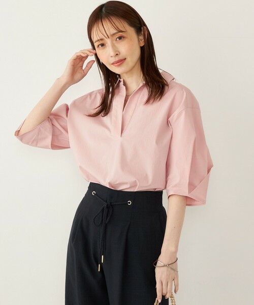 SHIPS for women/シップスウィメン SHIPS Colors:〈手洗い可能〉ストレッチ スキッパー シャツ ピンク ONE SIZE SHIPS for women/シップスウィメン SHIPS Colors:〈手洗い可能〉ストレッチ スキッパー シャツ ピンク ONE SIZE
