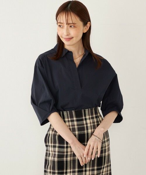 SHIPS for women/シップスウィメン SHIPS Colors:〈手洗い可能〉ストレッチ スキッパー シャツ ネイビー ONE SIZE SHIPS for women/シップスウィメン SHIPS Colors:〈手洗い可能〉ストレッチ スキッパー シャツ ネイビー ONE SIZE