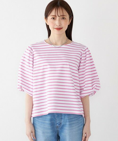 SHIPS / シップス カットソー | SHIPS Colors:〈洗濯機可能〉カラー ボーダー ギャザー スリーブ プルオーバー | 詳細3