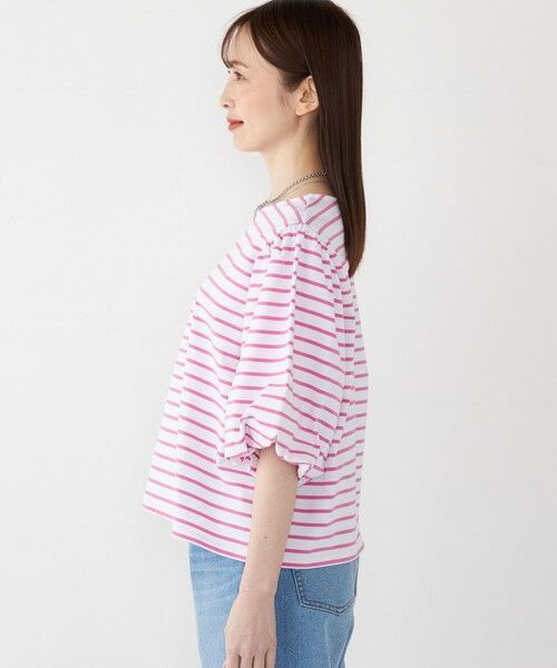 SHIPS / シップス カットソー | SHIPS Colors:〈洗濯機可能〉カラー ボーダー ギャザー スリーブ プルオーバー | 詳細4