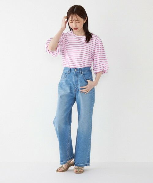 SHIPS / シップス カットソー | SHIPS Colors:〈洗濯機可能〉カラー ボーダー ギャザー スリーブ プルオーバー | 詳細7