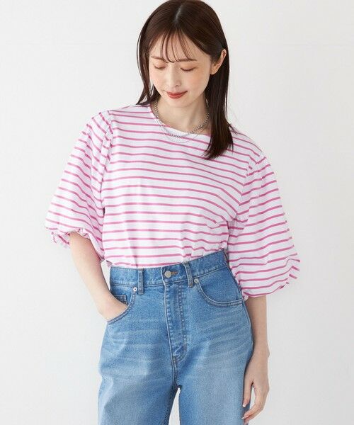 SHIPS / シップス カットソー | SHIPS Colors:〈洗濯機可能〉カラー ボーダー ギャザー スリーブ プルオーバー | 詳細11