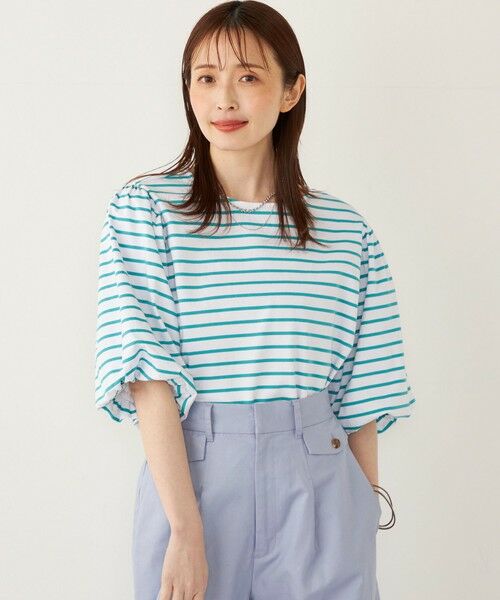 SHIPS / シップス カットソー | SHIPS Colors:〈洗濯機可能〉カラー ボーダー ギャザー スリーブ プルオーバー | 詳細20