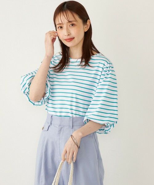 SHIPS / シップス カットソー | SHIPS Colors:〈洗濯機可能〉カラー ボーダー ギャザー スリーブ プルオーバー | 詳細21