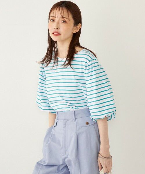 SHIPS / シップス カットソー | SHIPS Colors:〈洗濯機可能〉カラー ボーダー ギャザー スリーブ プルオーバー | 詳細22