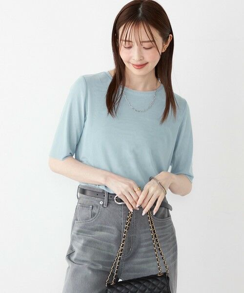 SHIPS / シップス カットソー | SHIPS Colors:〈手洗い可能〉チュール ショートスリーブ トップス（ライトブルー）