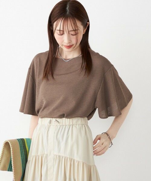 SHIPS / シップス カットソー | SHIPS Colors:〈手洗い可能〉リネンライク フレアスリーブ トップス | 詳細15