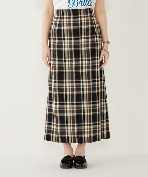 SHIPS / シップス ロング・マキシ丈スカート | SHIPS Colors:〈手洗い可能〉カラミ チェック フロントスリット スカート | 詳細3
